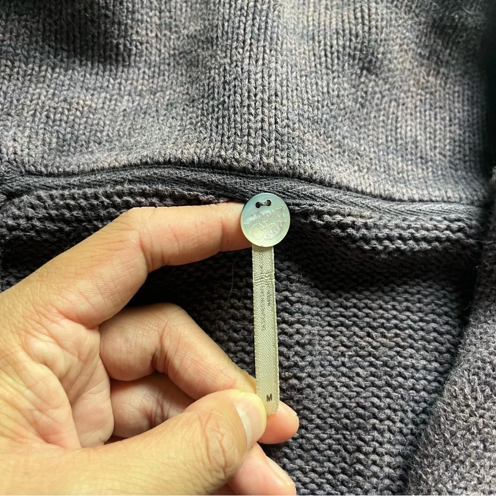 MARGARET O’LEARY plum pale purple chunky‎ knit toggle button up shawl cardigan